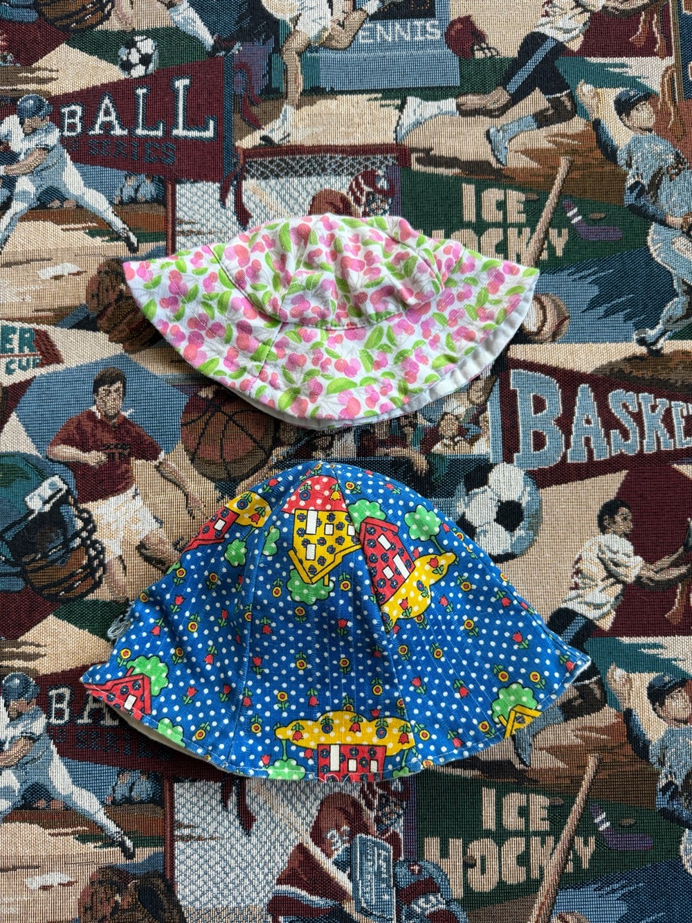 Two Vintage Baby Girls Bucket Hats